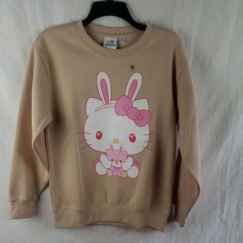 Hello Kitty Easter Bunny Women's Small Tan Sweatshirt